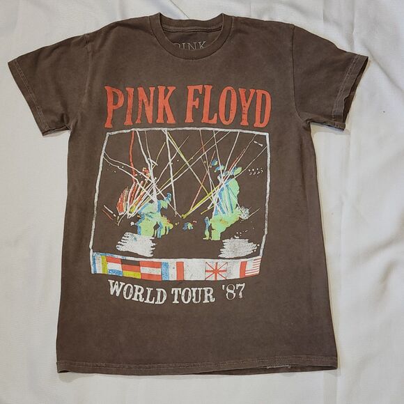 Pink Floyd Other - Pink Floyd World Tour ’87 Graphic T-Shirt Brown Size Small Retro Band Tee